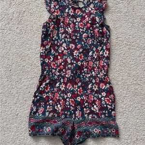 LOFT Floral Romper - Navy and Pink